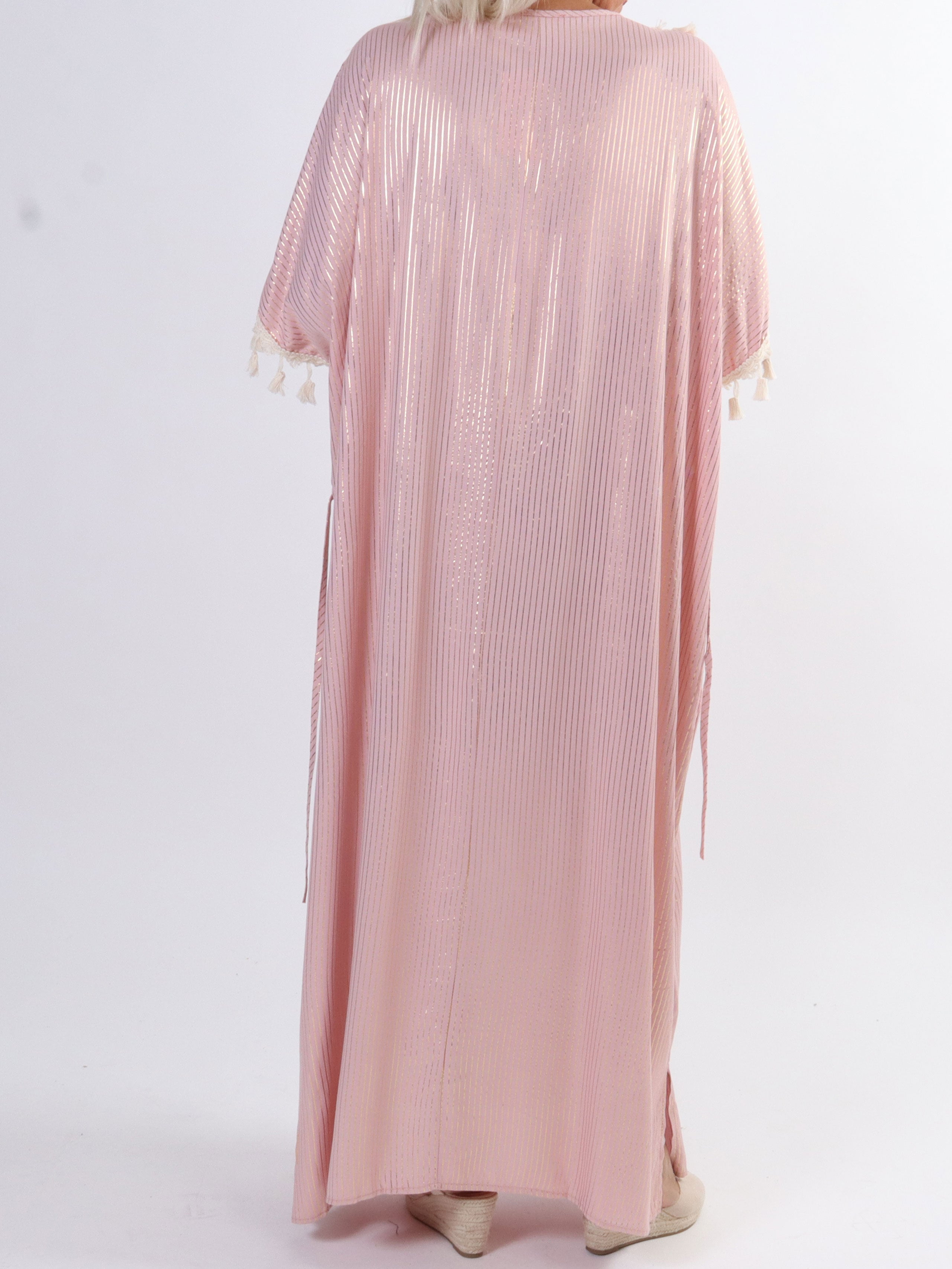 Dua Stripe - Lang plus size tunikakjole med broderet detaljer